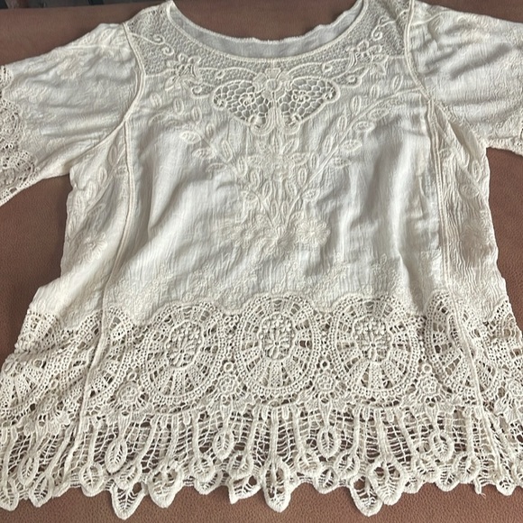 Beautiful Vintage Embroidered 100% Cotton Top unbranded L - Picture 8 of 11